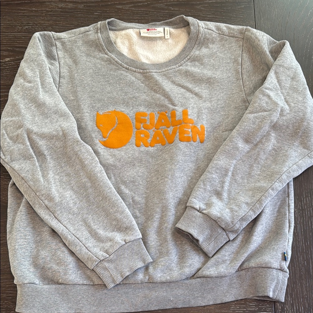 Fjällräven Gray Sweatshirt with Orange Logo